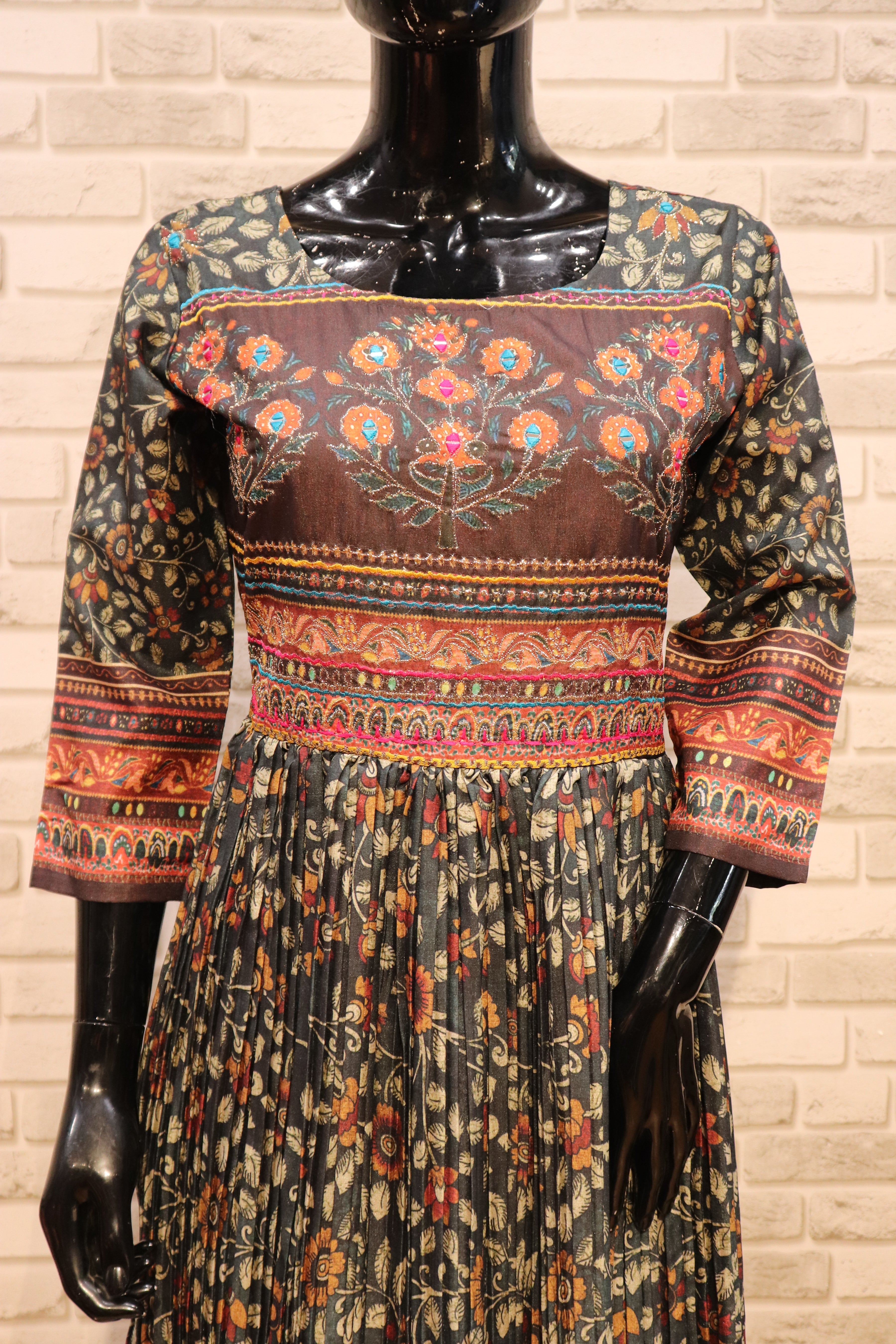 Image of Pure Muslin Gown Kurti - Multi Color