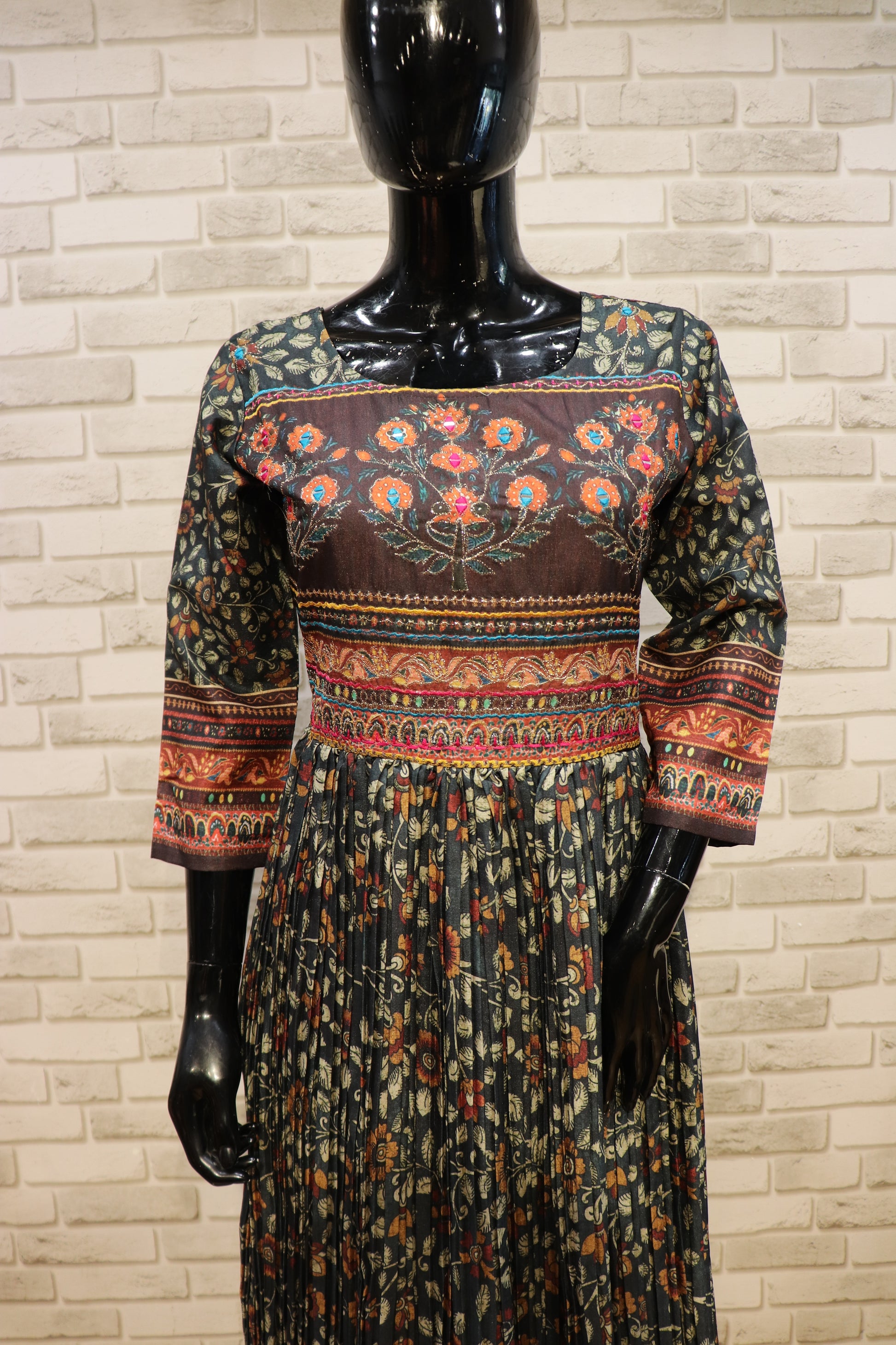 Pure Muslin Gown Kurti - Multi Color