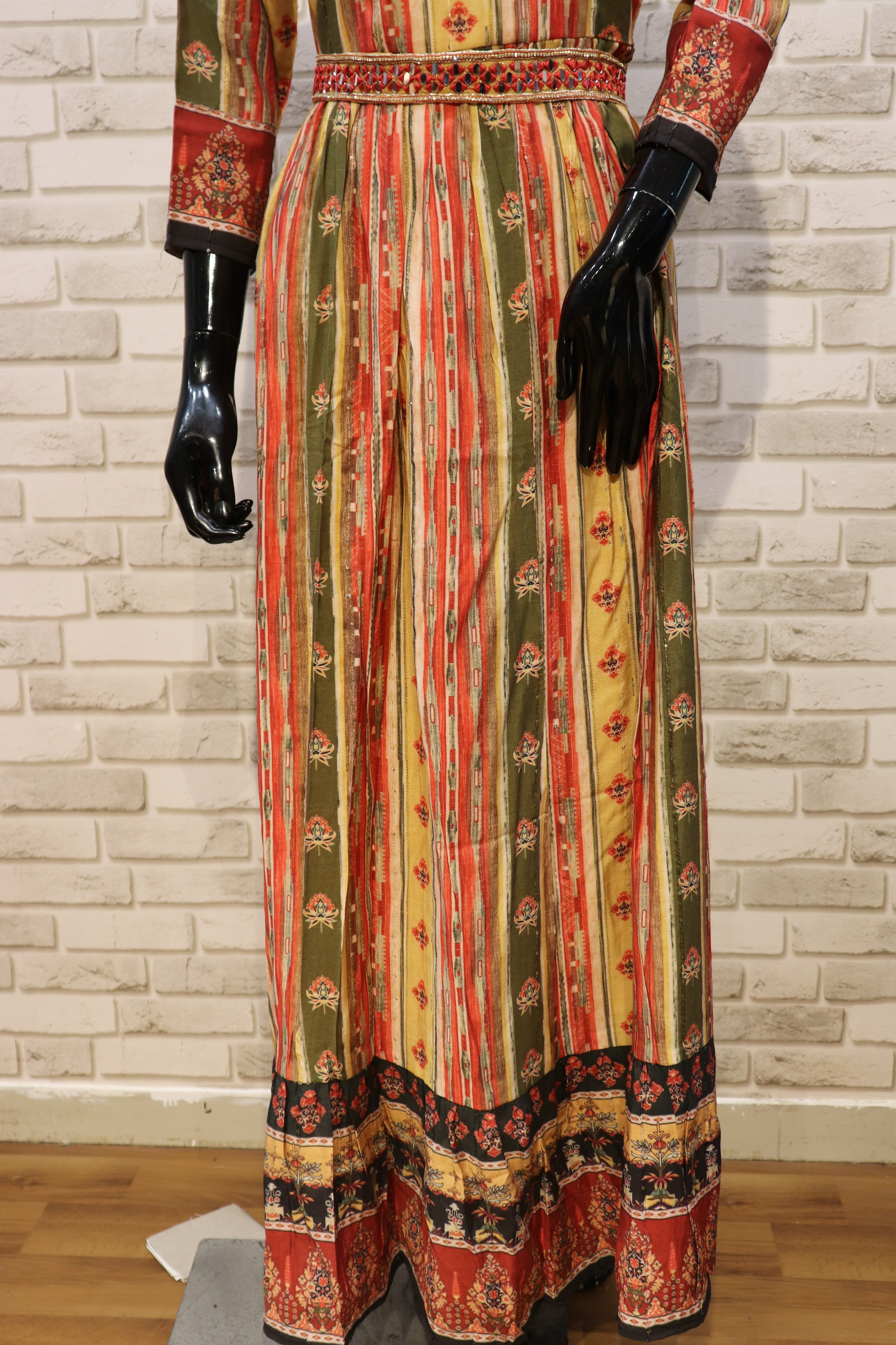 Image of Pure Muslin With Handwork, Gown Kurti - Multi Color