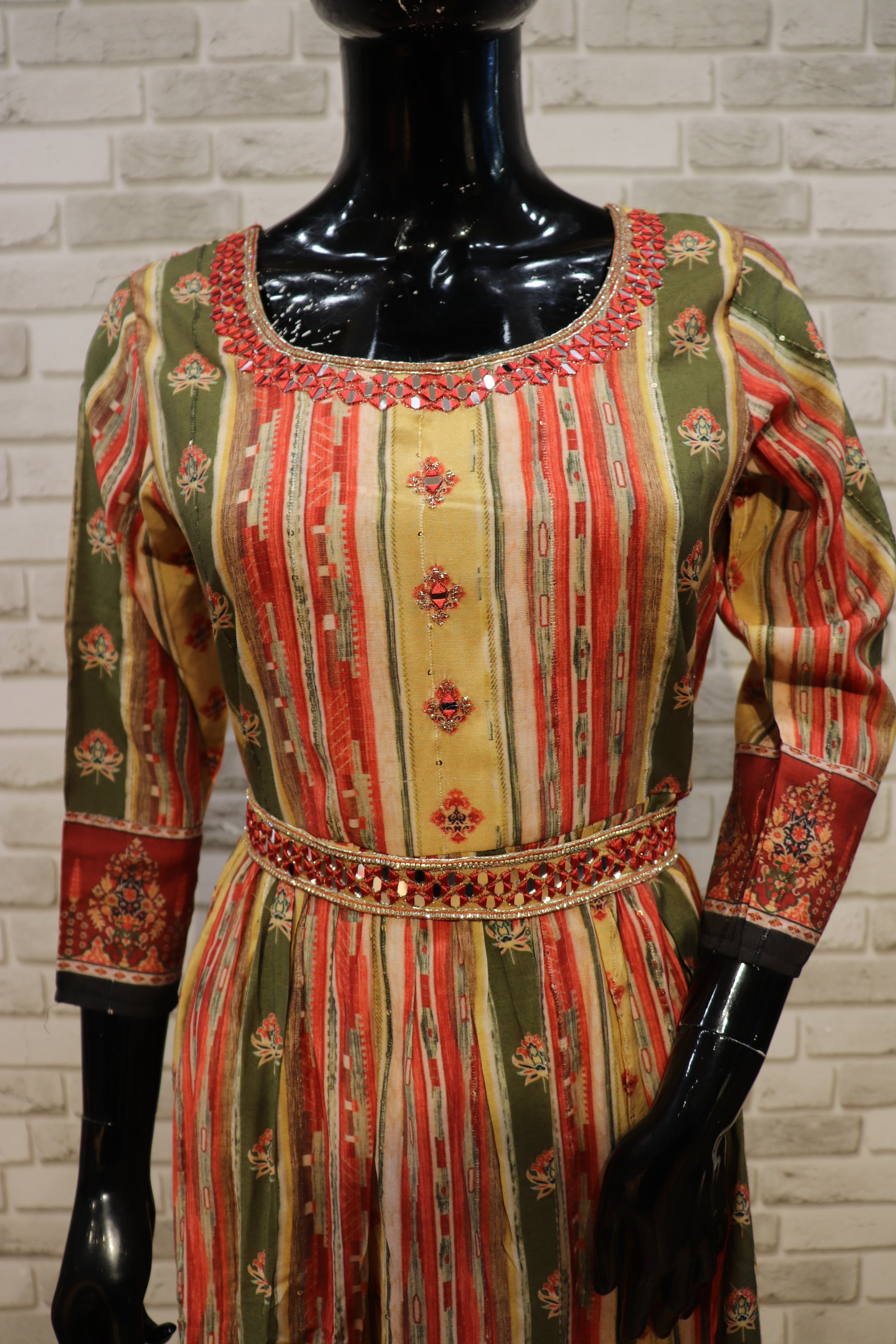 Image of Pure Muslin With Handwork, Gown Kurti - Multi Color