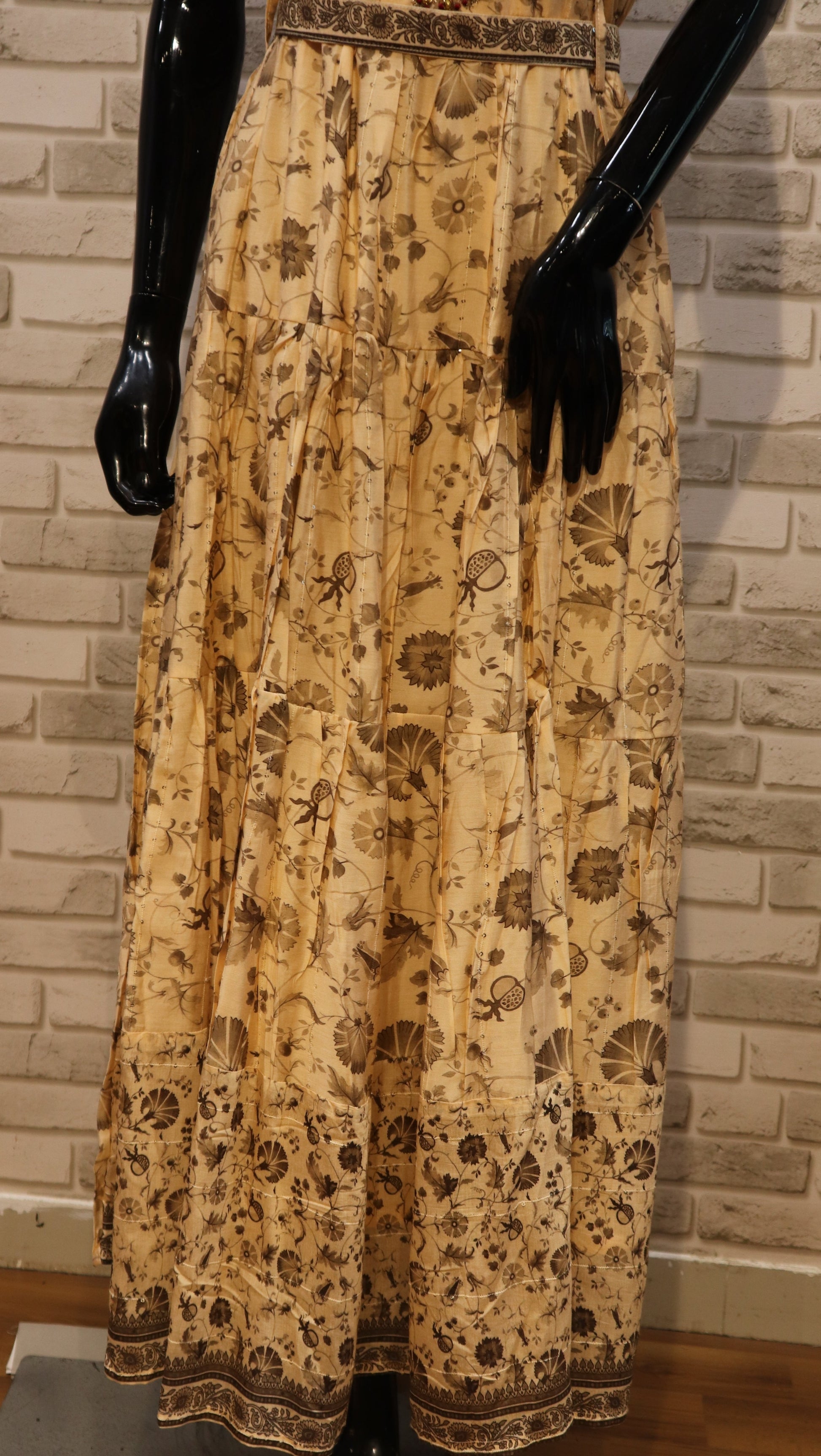 Pure Muslin with sequence flower print, Gown Kurti - Salmon Pink
