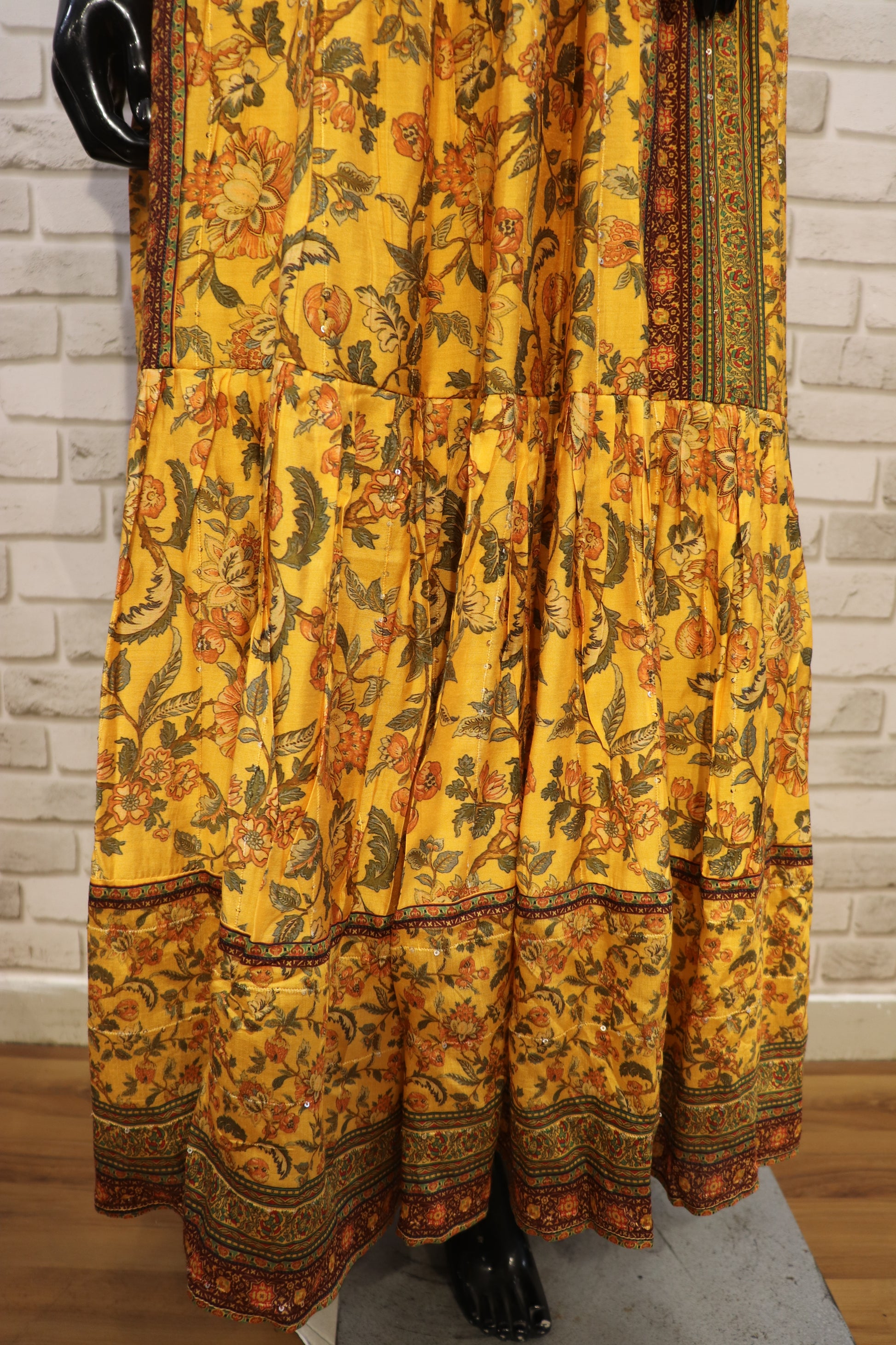 Pure Muslin Chrome Yellow Gown- Kurti
