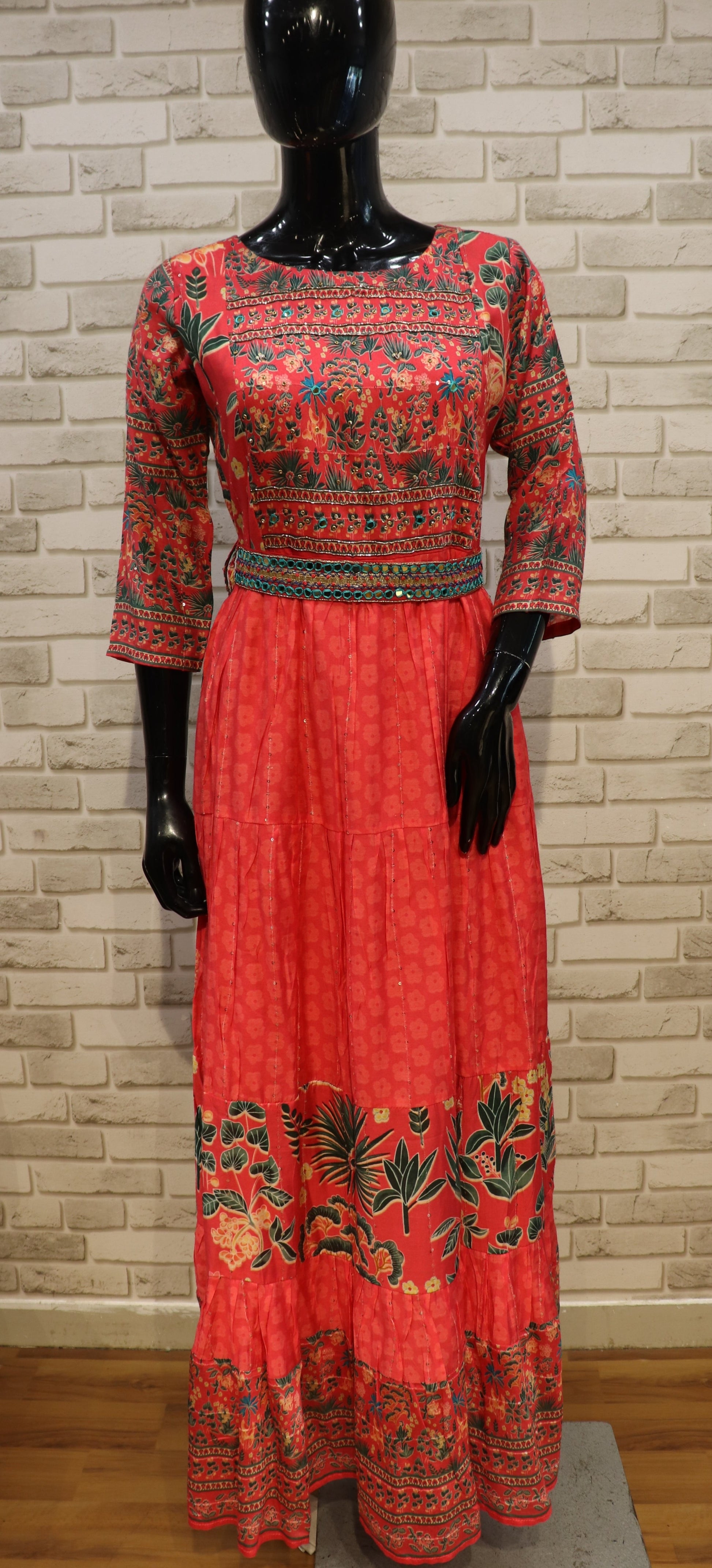 Pure Muslin Hot Pink Peach Gown- Kurti