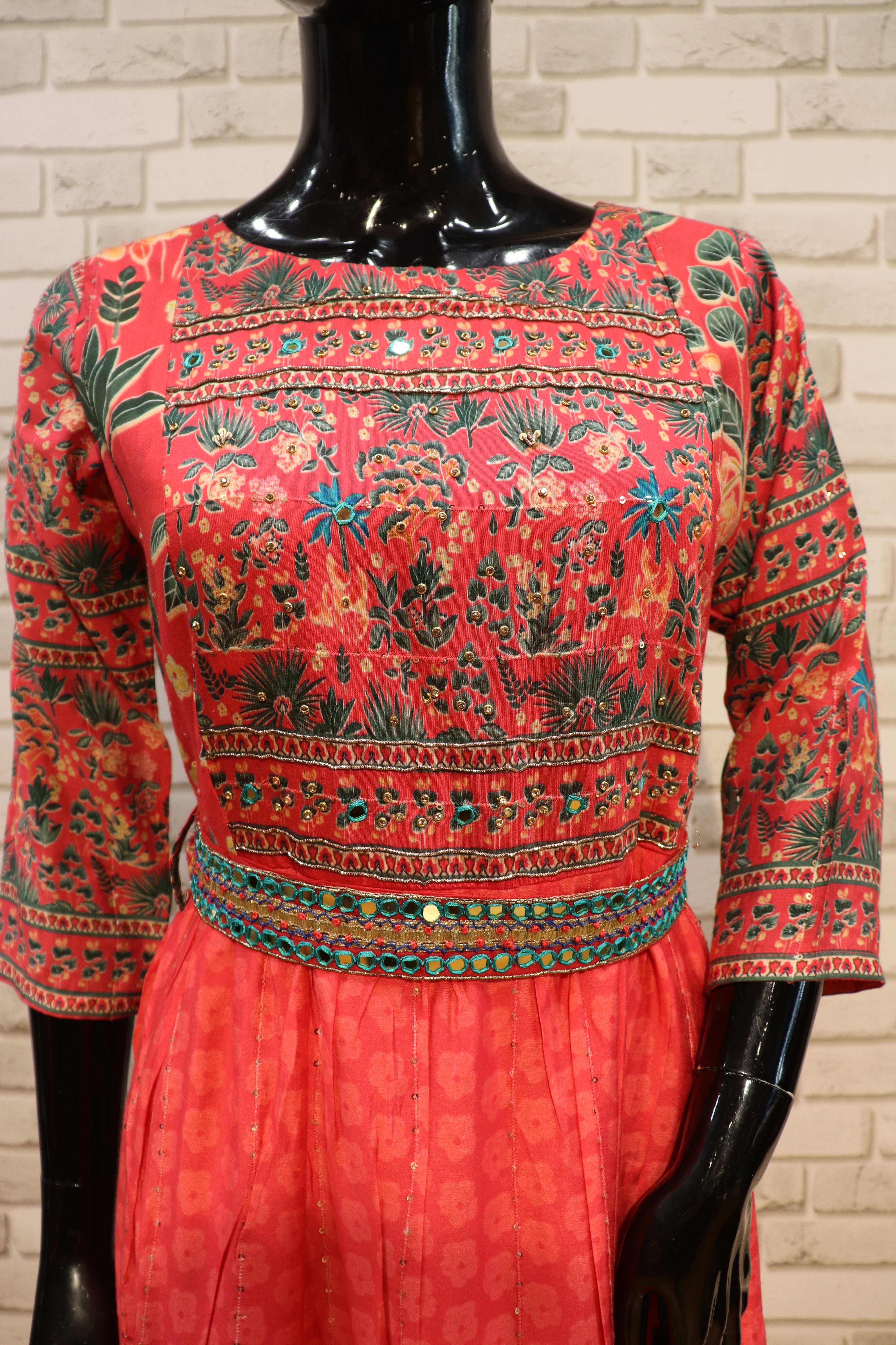 Image of Pure Muslin Hot Pink Peach Gown- Kurti