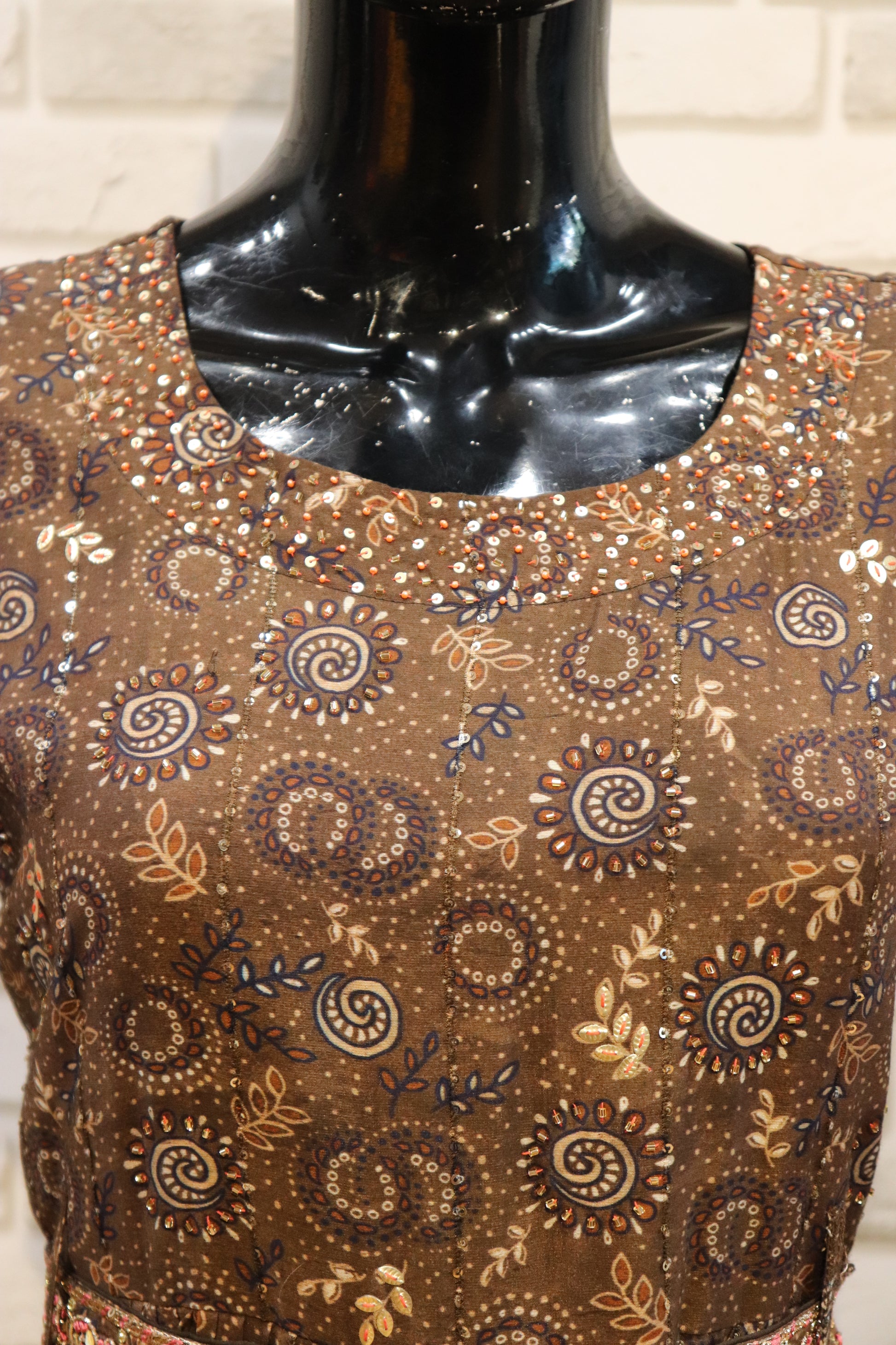 Pure Muslin Brown Jumpsuit with work