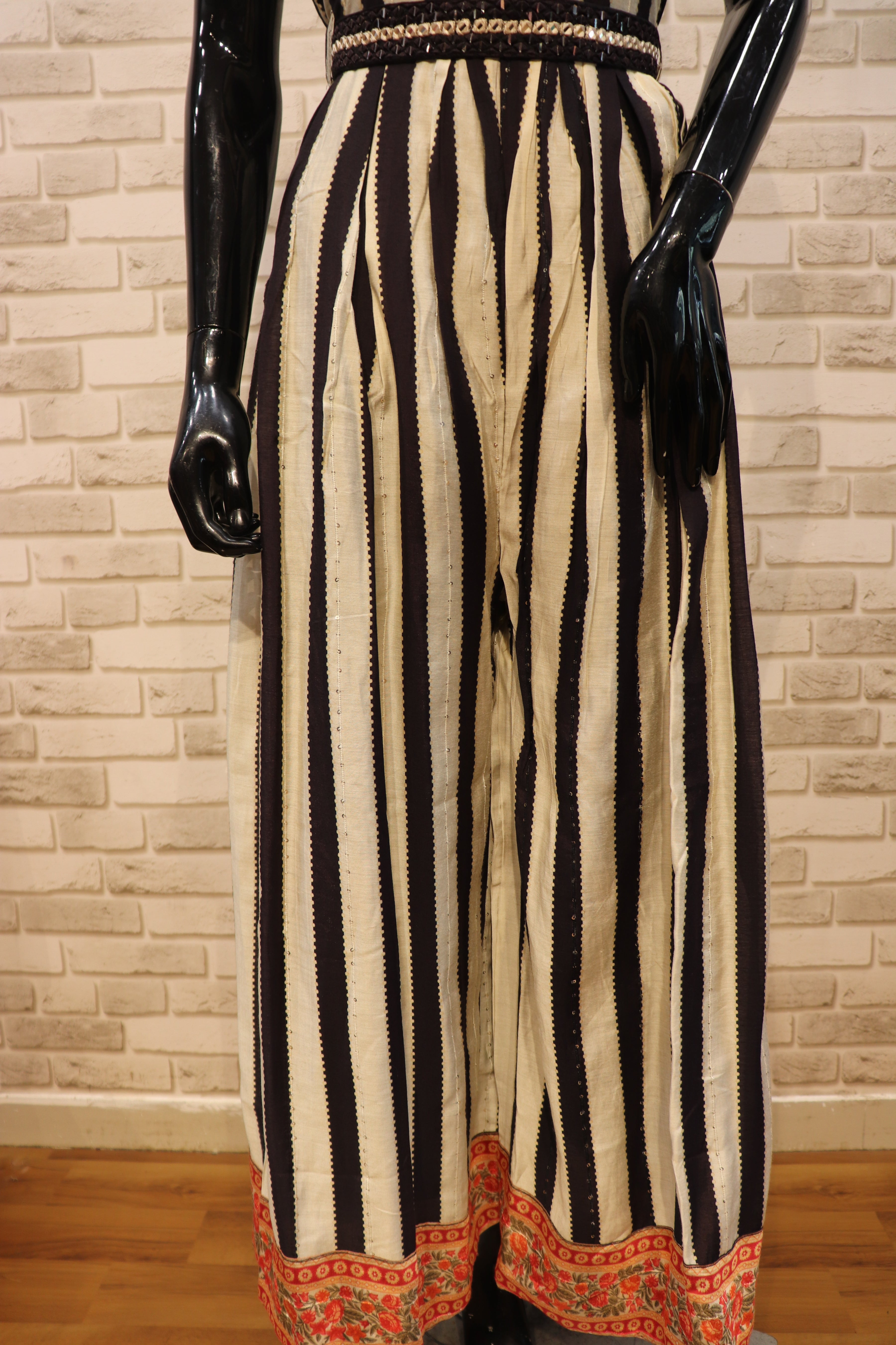 Image of Pure Muslin Chiffon White Jumpsuit with work
