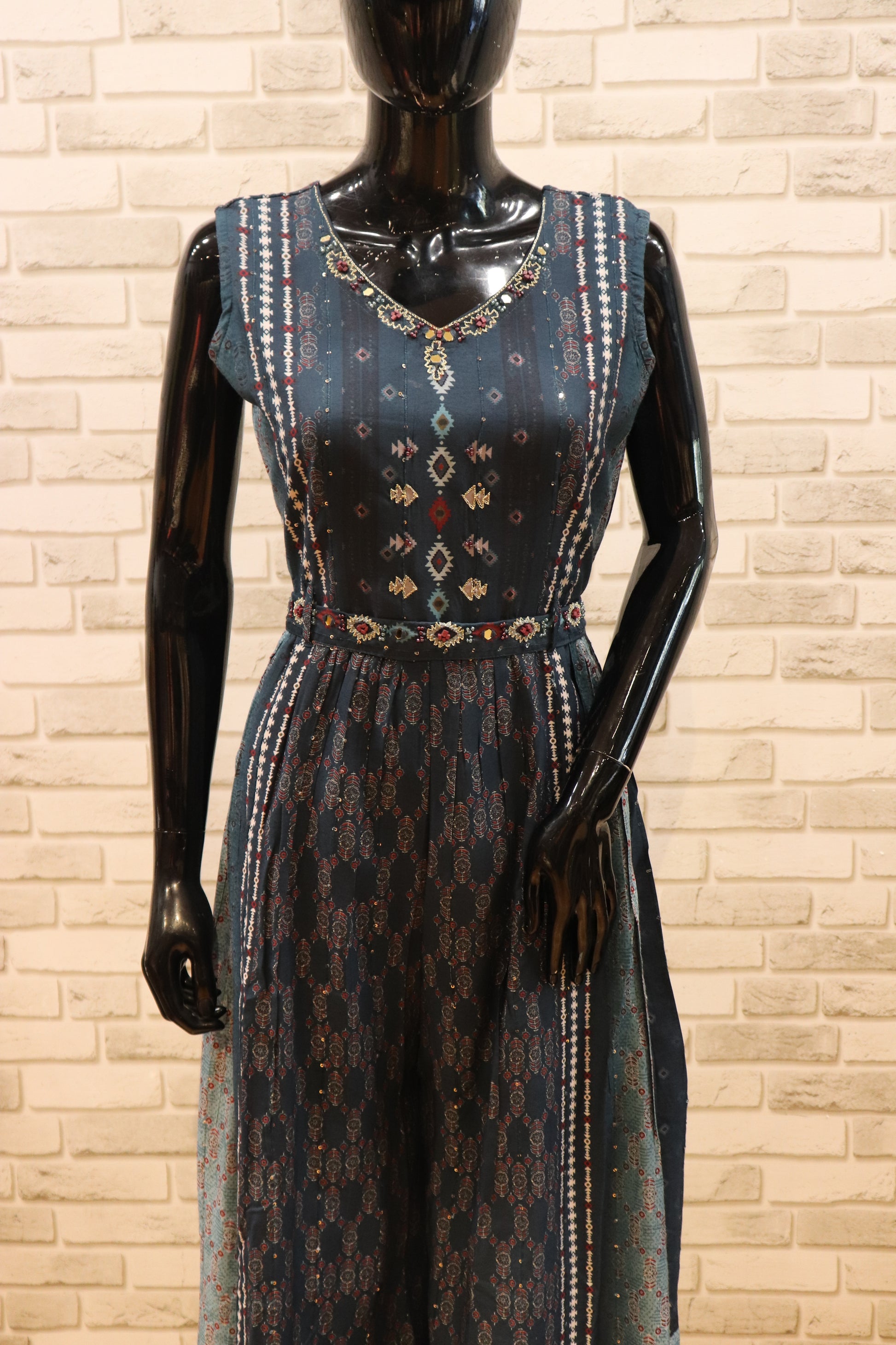 Pure Muslin Midnight Blue Jumpsuit with work