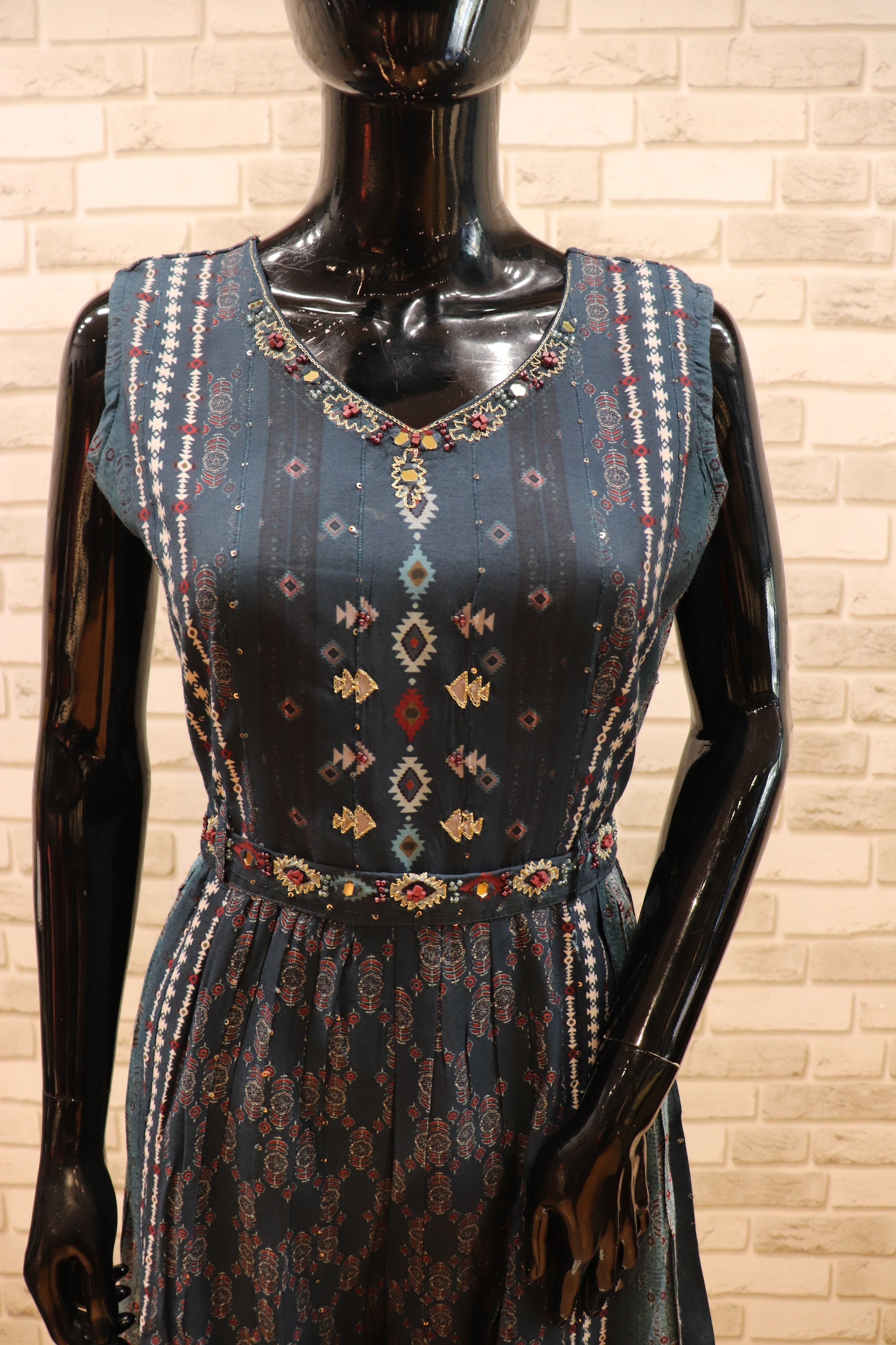 Pure Muslin Midnight Blue Jumpsuit with work