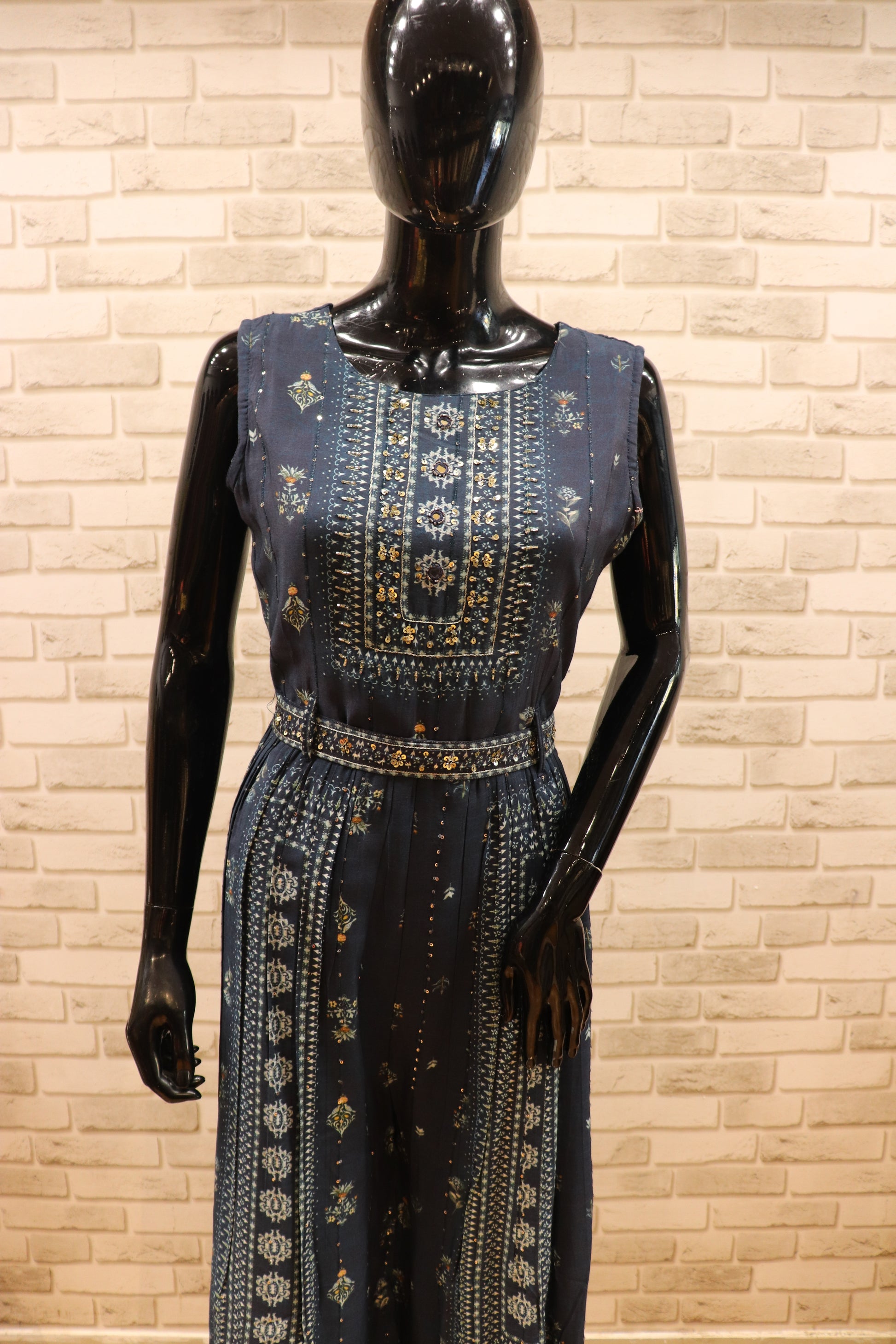 Pure Muslin Denim Blue Jumpsuit