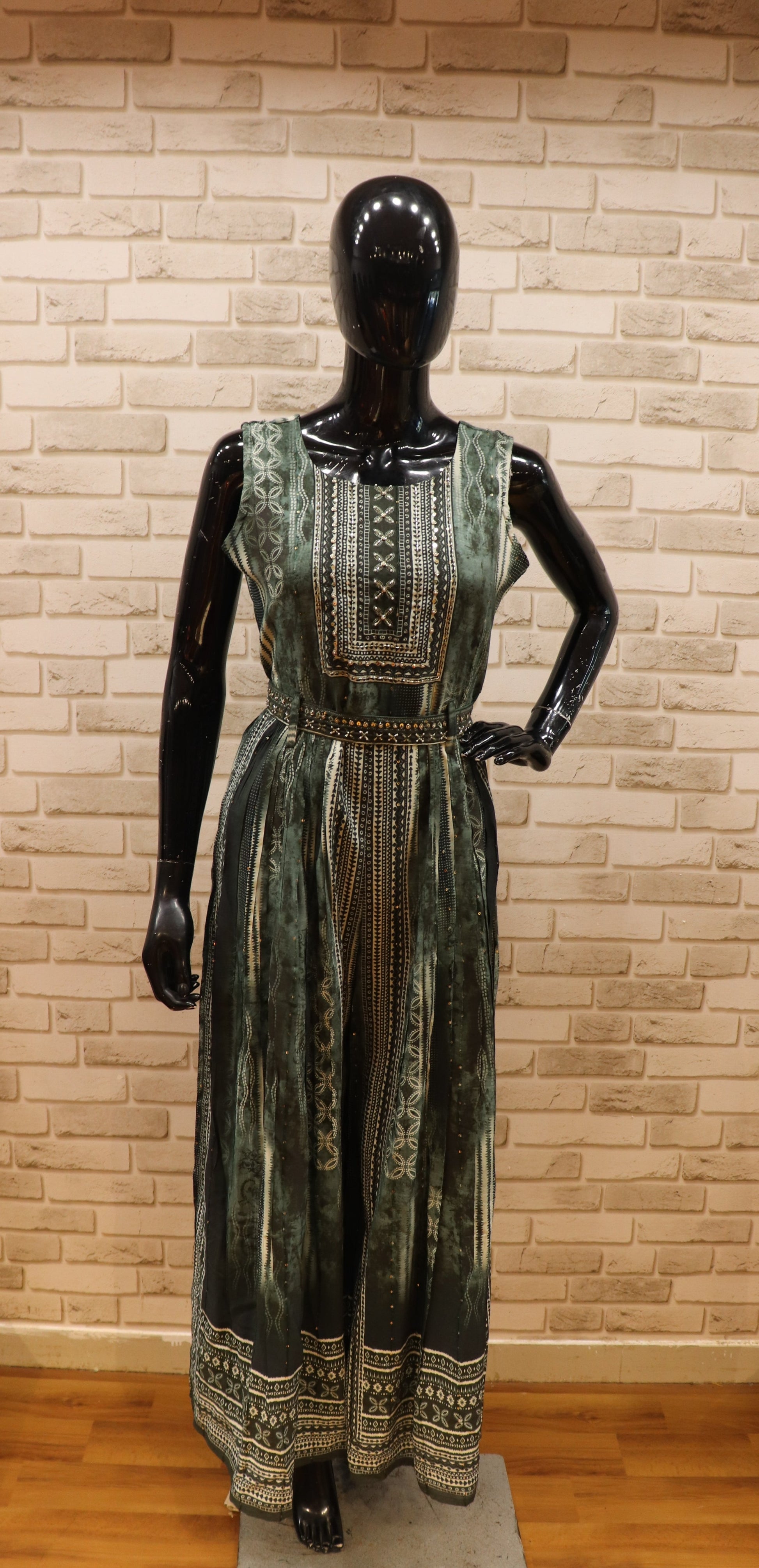 Pure Muslin Green Jumpsuit - with belt