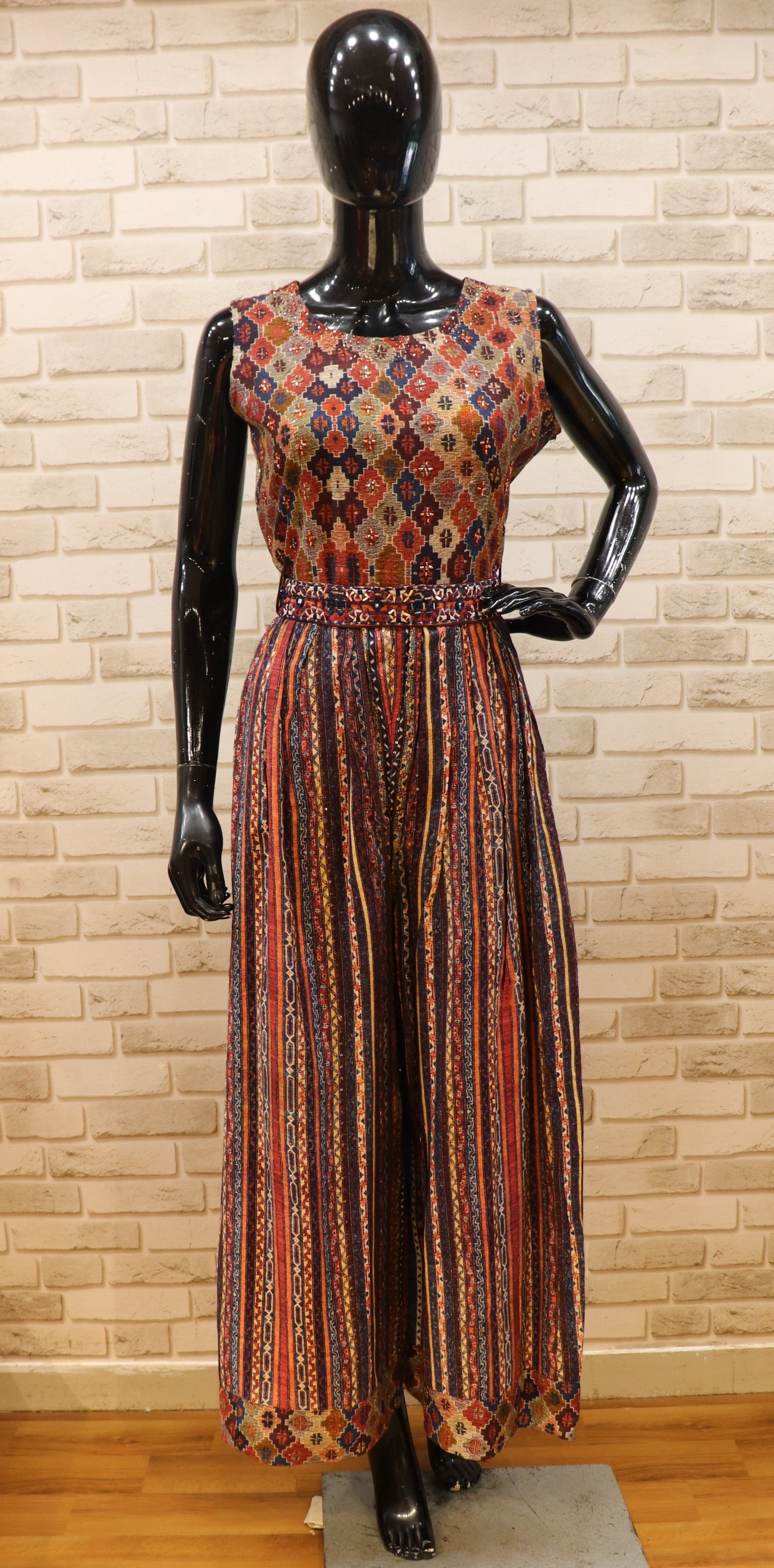 Pure Muslin Multi-Pattern Jumpsuit - with belt