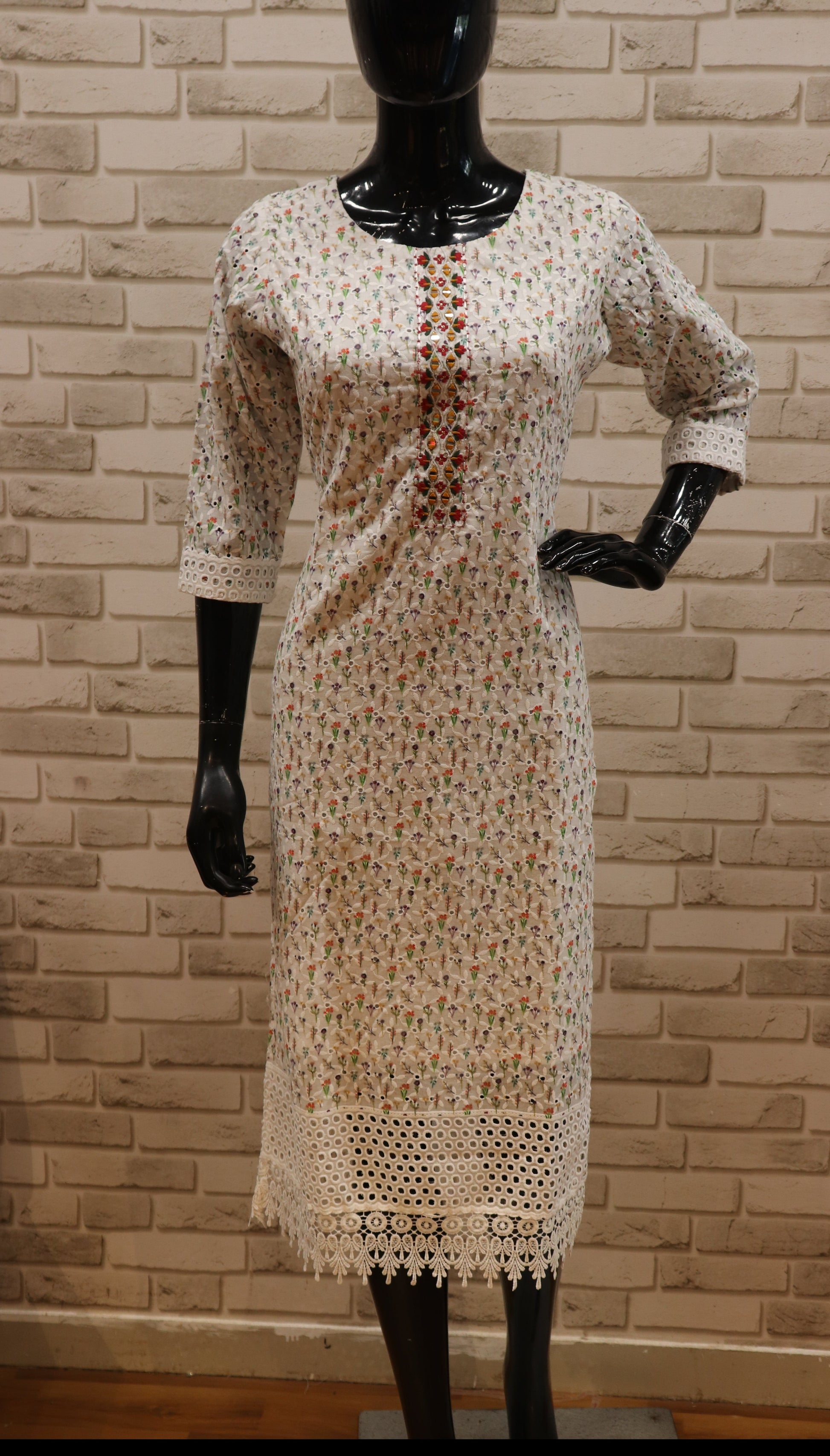 Pure Georgette White Kurti - Straight