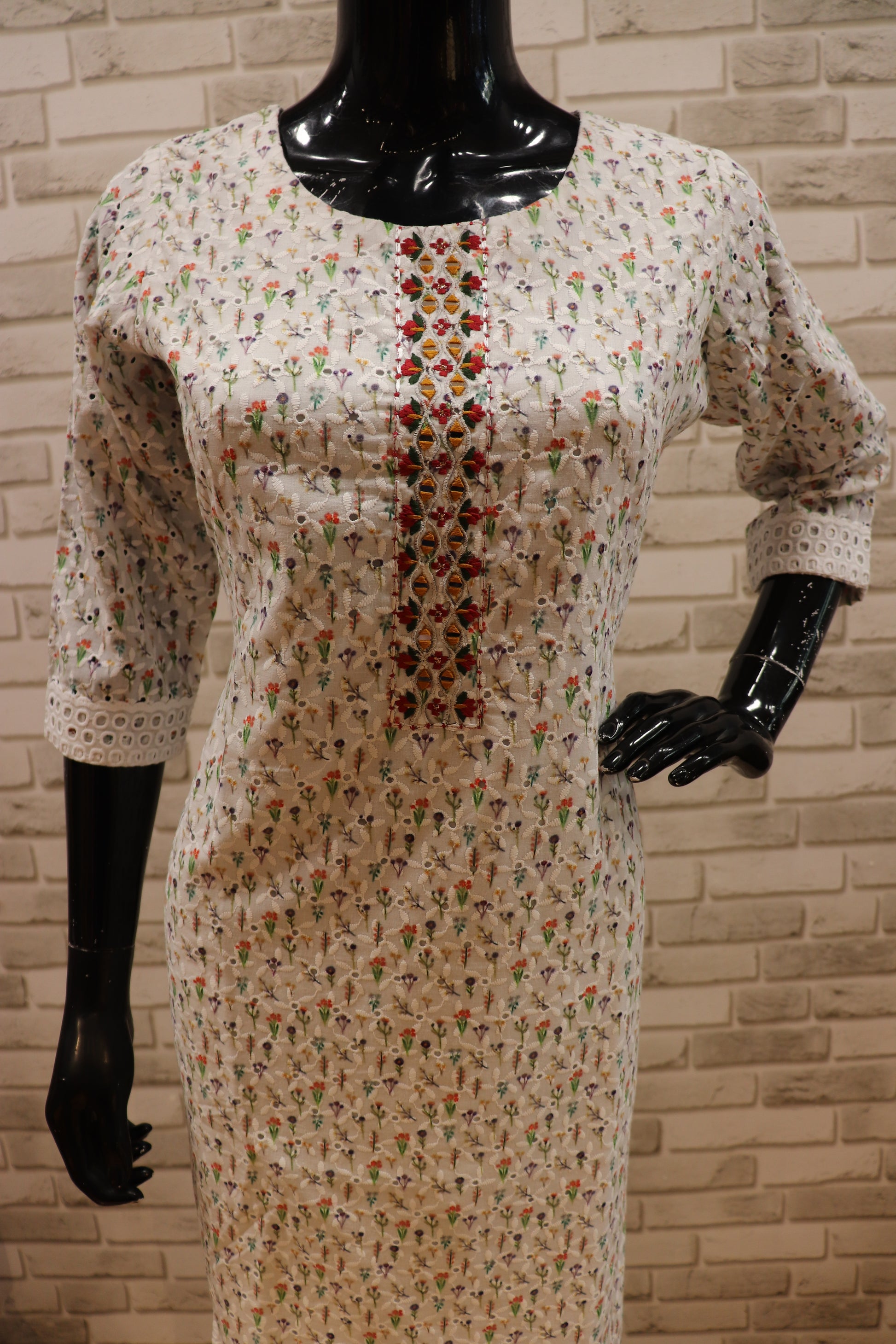 Pure Georgette White Kurti - Straight