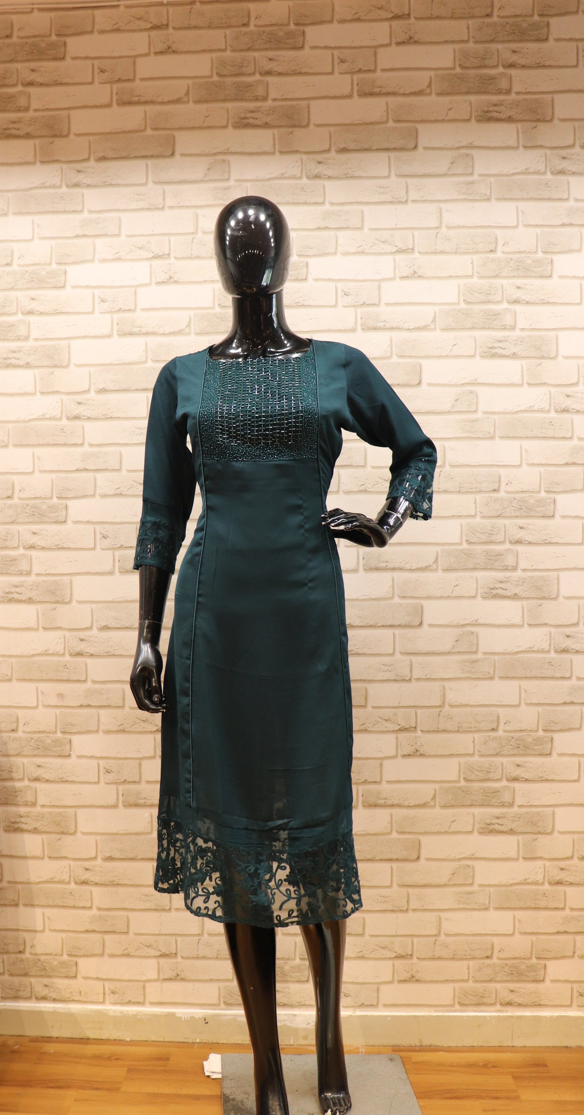 Pure Georgette Royal Green - Kurti