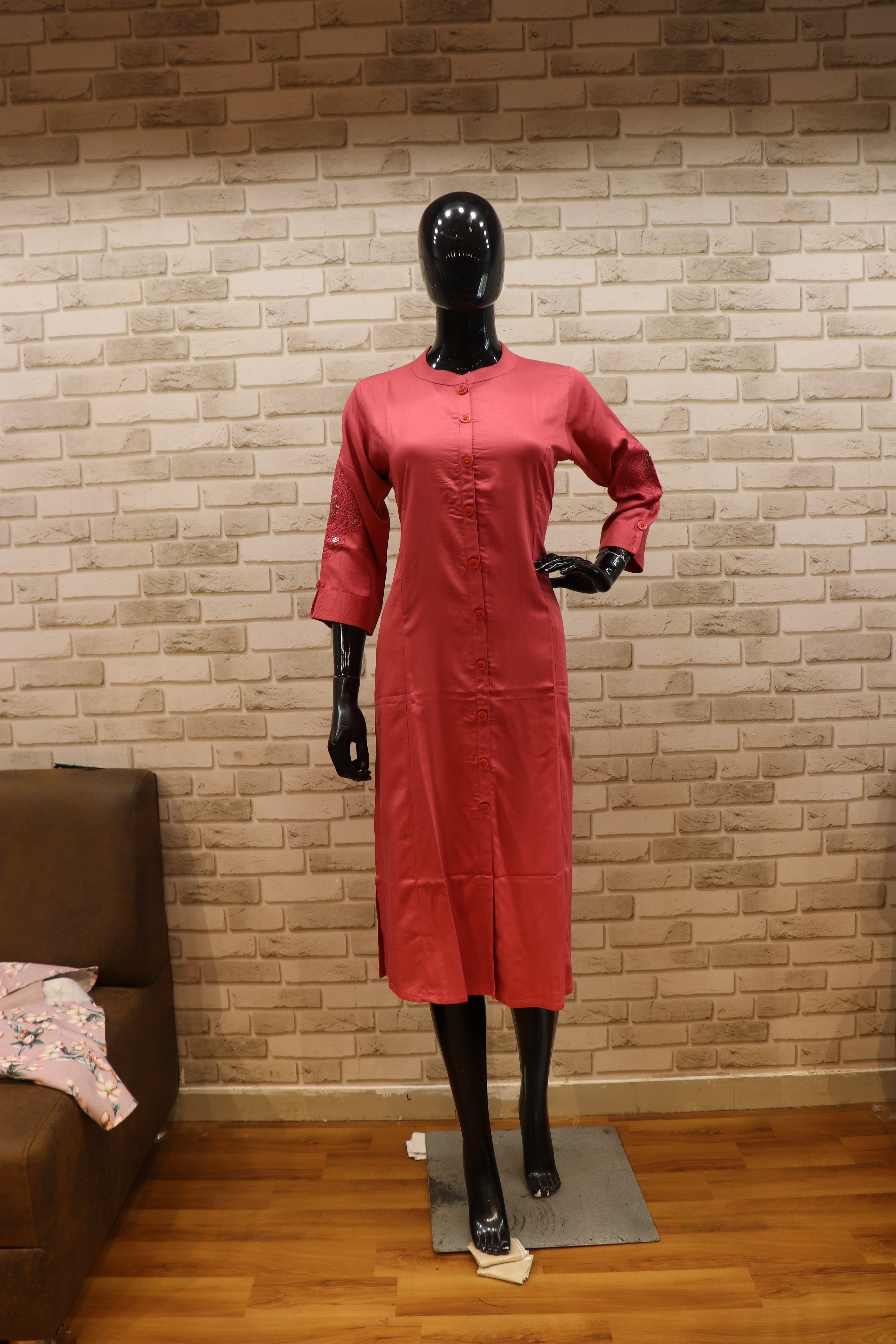 Image of Soft Denim Fuscia Pink - Kurti