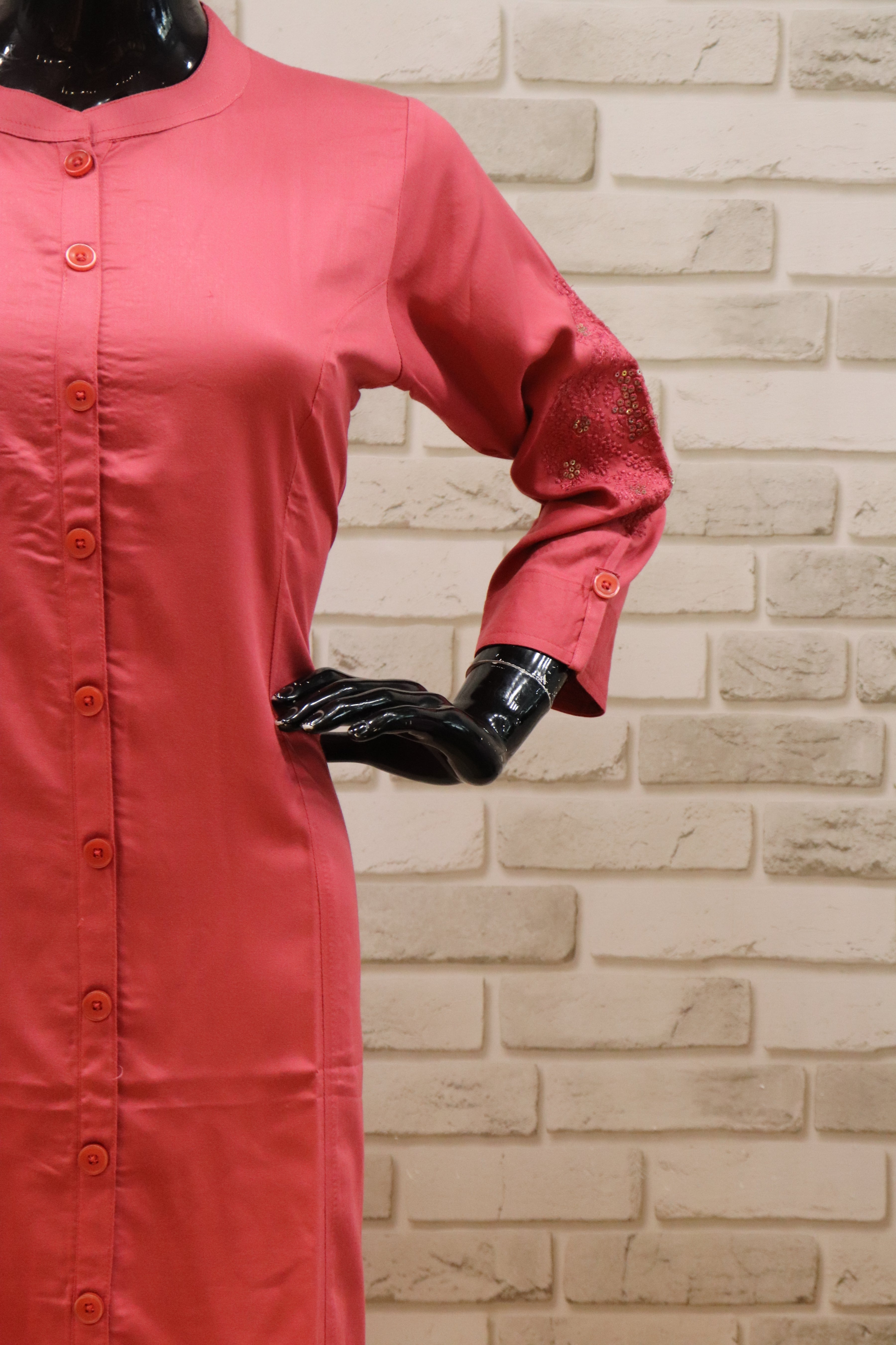 Image of Soft Denim Fuscia Pink - Kurti