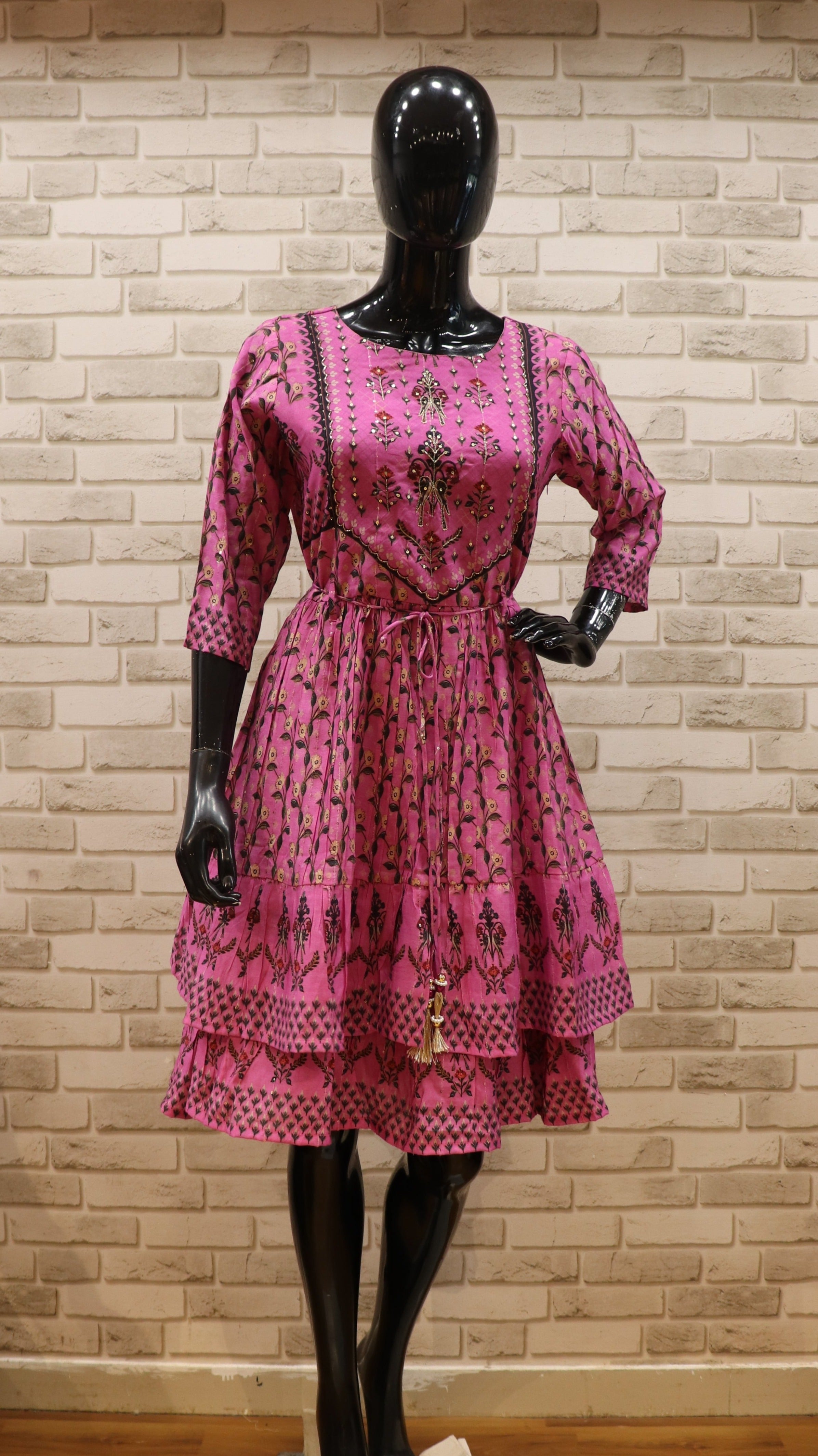Image of Pure Lucknowi Pink Tunics - Full Embroidery