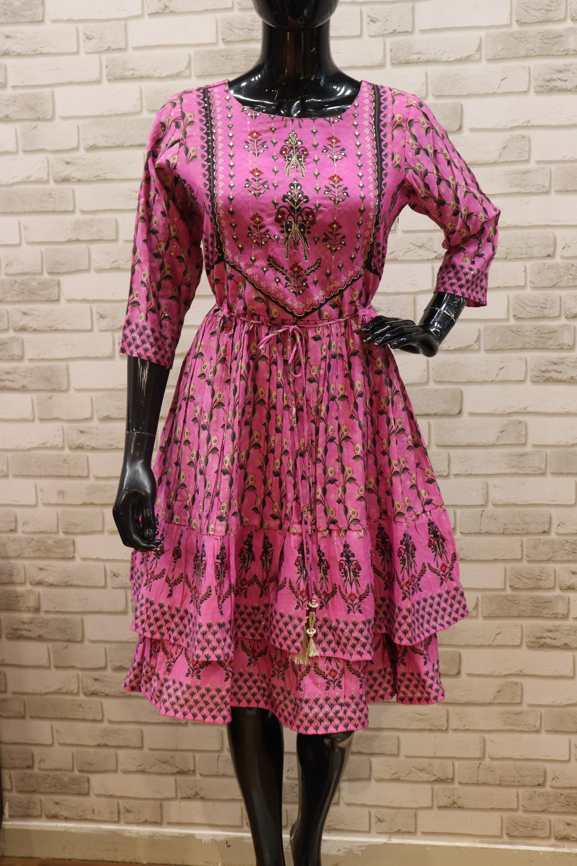 Pure Lucknowi Pink Tunics - Full Embroidery