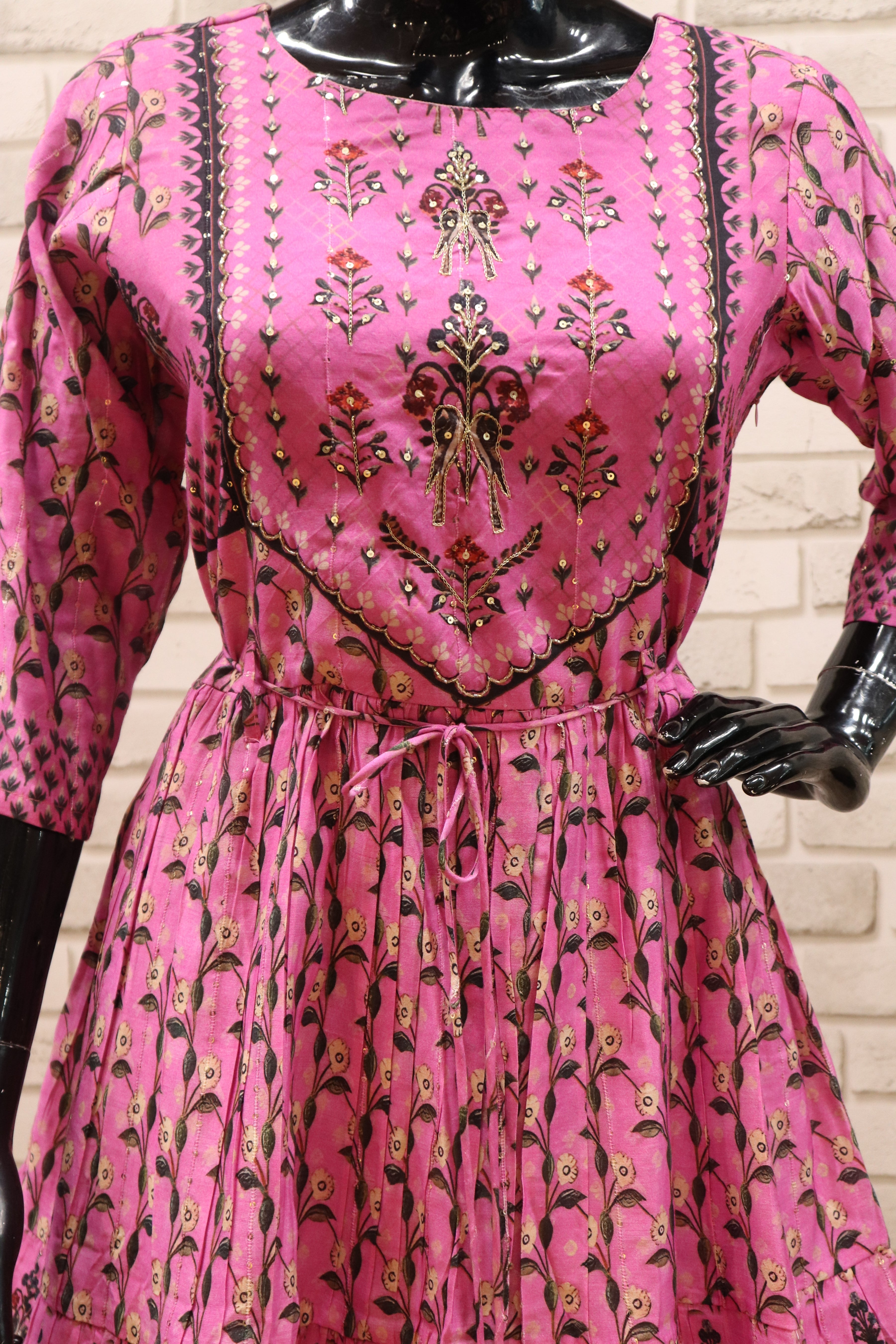 Image of Pure Lucknowi Pink Tunics - Full Embroidery