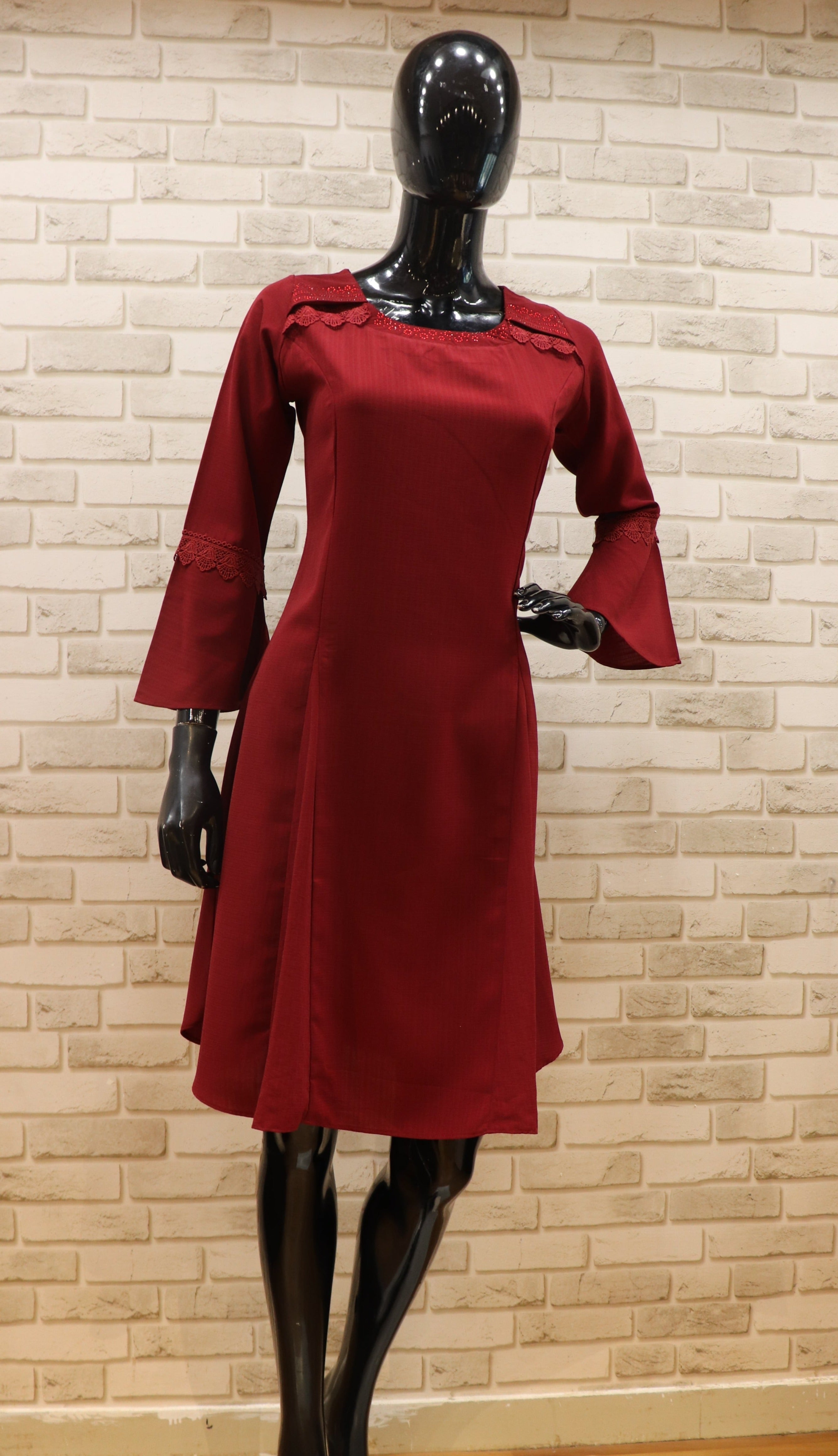 Image of Imported Fabric Tunic-Dress- Red